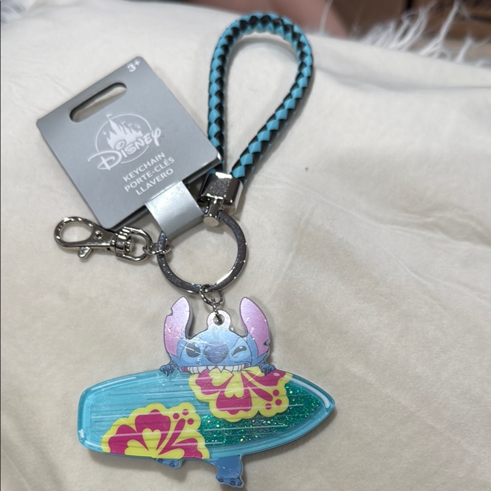 Disney Stitch Surfboard Keychain - Blue and Pink